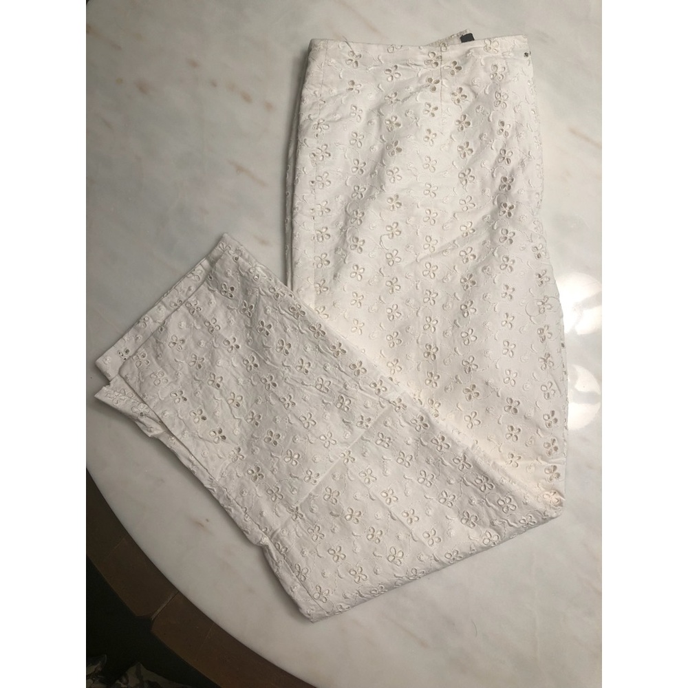 White eyelet capris